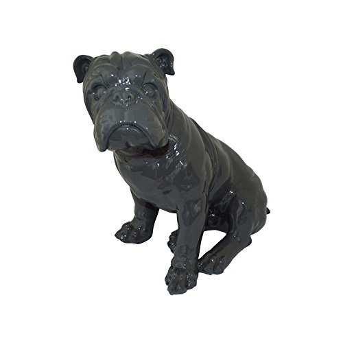 HOMEA 5dej1232gr Statue Zeichnung Bulldogge Polyresin grau 24,5 x 18 x 27,5 cm von HOMEA