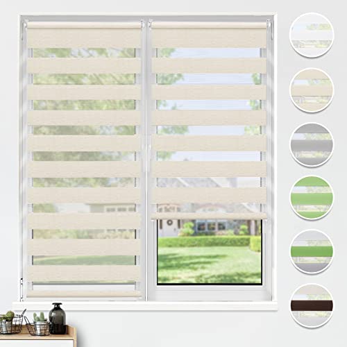 HOMEDEMO Doppelrollo Klemmfix ohne Bohren & mit Bohren, Rollos für Fenster und Tür, (Leinen, 95x130cm) Duo Rollo Klemmrollo lichtdurchlässig, Fensterrollo Sichtschutz von HOMEDEMO