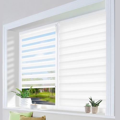 HOMEDEMO Doppelrollo Klemmfix ohne Bohren & mit Bohren, Rollos für Fenster und Tür, (Weiss, 95x160cm) Duo Rollo Klemmrollo lichtdurchlässig, Fensterrollo Sichtschutz von HOMEDEMO