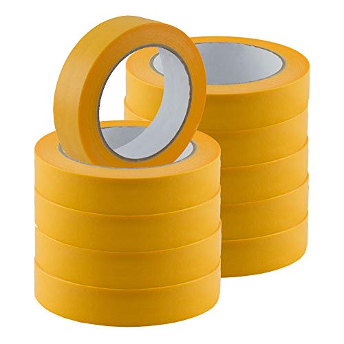 10er Pack Abdeckband Goldband Klebeband Kreppband 25mmx50m von HOMEFACTO:RI Tools