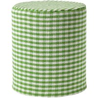 Designer Hocker Ottoman rund Gingham Bauernkaro grün - Grün/Weiß - Homescapes von HOMESCAPES