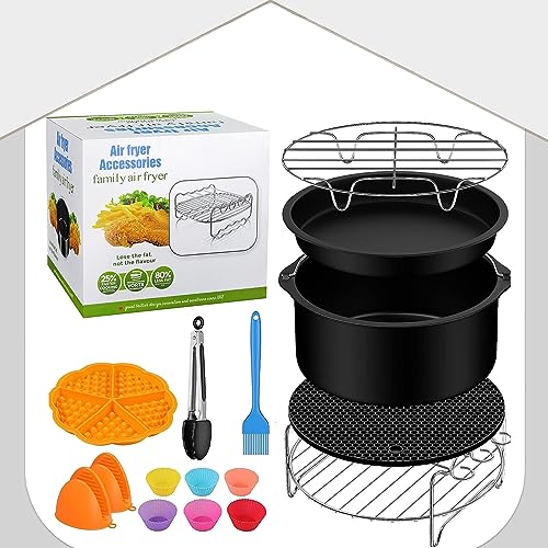 17.8 cm Luftfritteusen-Zubehör, HOMGEN beliebtes 11-teiliges Luftfritteusen-Zubehör-Set, universelles XL-Power-Luftfritteusen-Zubehör, passend für 3.2 QT-7.2 QT für Philips Gowise mit Kuchenform etc. von HOMGEN