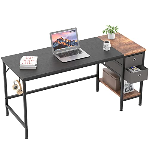 HOMIDEC Schreibtisch, Computertisch PC Tisch, Schreibtisch mit Schubladen, Bürotisch fürs Büro, Wohnzimmer, Home, Office, 140 x 60 x75cm von HOMIDEC