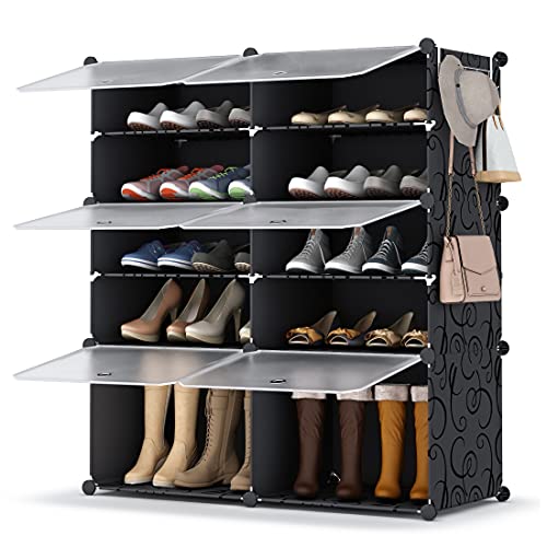 HOMIDEC Schuhregal, 5-stufiger Schuhschrank Kunststoff-Schuhregale Organizer für Schrank Flur Schlafzimmer Eingang von HOMIDEC