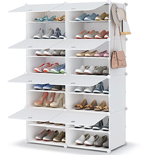 Homidec Schuhregal, 7 Ebenen, Schuhschrank für 28 Paar, Kunststoff-Schuhregale, Organizer für Schrank, Flur, Schlafzimmer, Eingangsbereich. von HOMIDEC