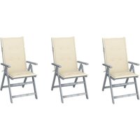 Verstellbare Gartenstühle 3 Stk. mit Auflagen Massivholz Akazie YQvidaXL3064730DE von HOMMOO