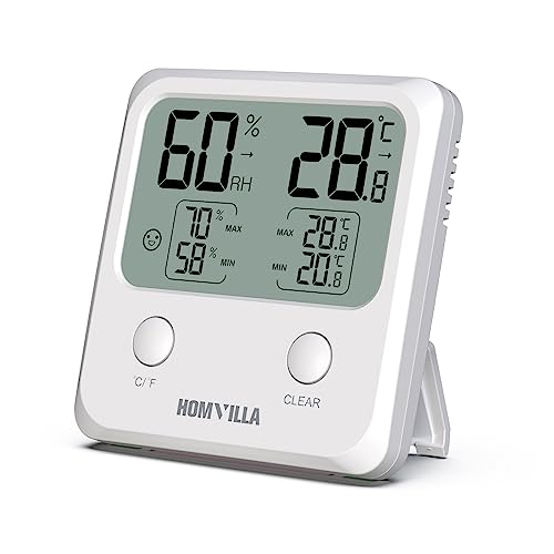 HOMVILLA Thermometer Hygrometer Innen, Mini LCD Digital Thermometer für Innenraum, Wohnzimmer, Babyraum, Büro,Gewächshaus von HOMVILLA