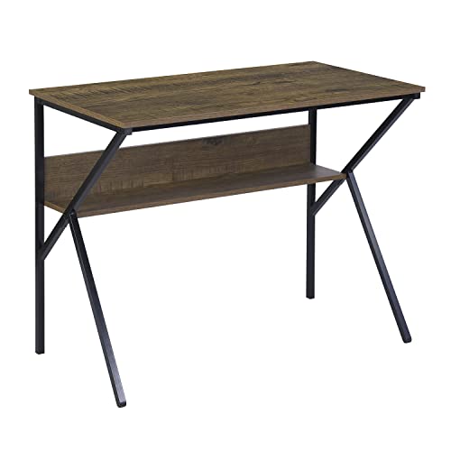 HOMYLIN Doppellagiger Schreibtisch mit Metallrahmen Panel Mode und modernen Stil L 100 Vintage Brown, Metall, 100 X 50 X 75cm von HOMYLIN