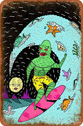 HONGXIN Glad The Creature from The Black Lagoon had Metallschild Vintage Poster Kreative Home Wanddekoration Garten Bar Cafe Club 8" x 12" von HONGXIN