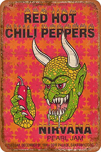 RED HOT Chili Peppers Nostalgischer Stil Metall Street Signage Garage Home Bar Dekoration Retro Art Kreatives Geschenk 8x12 Zoll von HONGXIN
