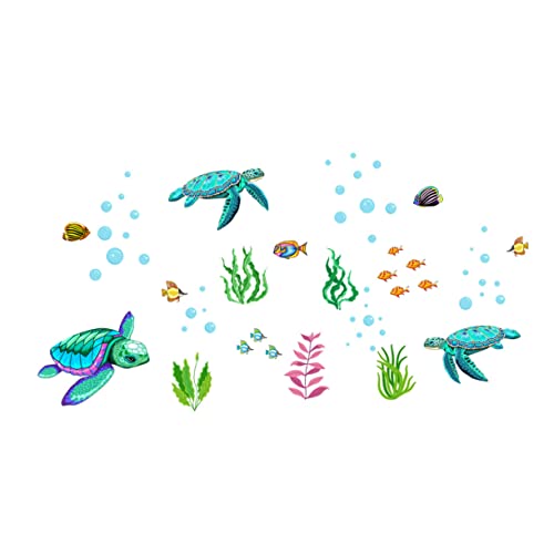 HONMEET 2 Blätter Schildkrötenbad-aufkleber Spa-badezimmer-dekor Fensteraufkleber Baños Para Niños Nicht-badewannenaufkleber Unterwasser-wandtattoos Tier Grüne Schildkröte Pvc Kind von HONMEET