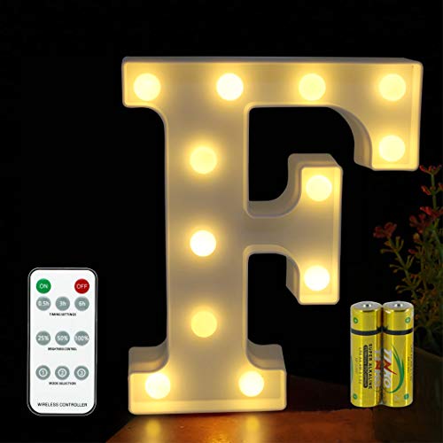 Buchstaben Lichter HONPHIER® Buchstabe Lampe Fernbedienung Alphabet Lampe LED Brief Beleuchtung Buchstabe Licht Beleuchtete Buchstaben Nachtlichter Dekoration für Geburtstag Party Hochzeit (F) von HONPHIER