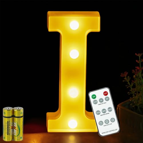 Buchstaben Lichter HONPHIER® Buchstabe Lampe Fernbedienung Alphabet Lampe LED Brief Beleuchtung Buchstabe Licht Beleuchtete Buchstaben Nachtlichter Dekoration für Geburtstag Party Hochzeit (I) von HONPHIER