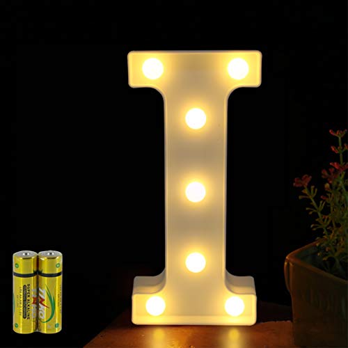 HONPHIER® Buchstaben Lichter Alphabet Lampe LED Brief Beleuchtung Buchstabe Licht Beleuchtete Buchstaben Nachtlichter Dekoration für Geburtstag Party Hochzeit Kinderzimmer (I) von HONPHIER