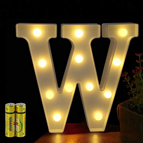 HONPHIER® Buchstaben Lichter Alphabet Lampe LED Brief Beleuchtung Buchstabe Licht Beleuchtete Buchstaben Nachtlichter Dekoration für Geburtstag Party Hochzeit Kinderzimmer (W) von HONPHIER