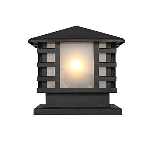 Außen Sockelleuchte Schwarz Aluminium Platz Zaunleuchte Wasserdichte E27 Wegellampe Aussen Gartenlampe Terrassen Garten Tor Rasen Landschaft Pollerlampe 25 * 22 * 27 cm von HONY-LIGHT