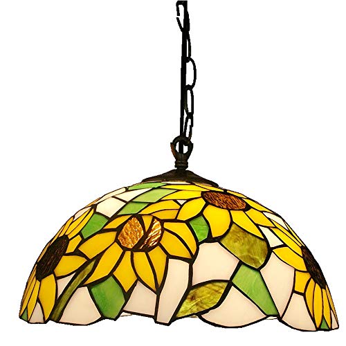 E27 Tiffany Pendelleuchte Deko Leuchte Vintage Glas Hängelampe Höheverstellbar Esstisch Esszimmer Küchenlampen Lampen Retro Pendellampe Wohnzimmer Hängeleuchte Schlafzimmer Keller Loft Cafe Bar (E) von HONY-LIGHT