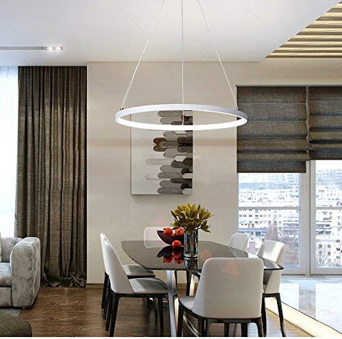 Moderne LED Pendelleuchte Esstisch Hängeleuchte 22W Ring Design Dimmbar Pendellampe Runde Aluminium Wohnzimmer Deckenleuchte Küche Schlafzimmer Hängelampe mit Fernbedienung Ø40cm von HONY-LIGHT