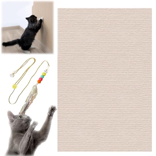 Katzen Kratzmatte Selbstklebend, Kratzmatte Selbstklebend, Cat Scratching Mat, DIY Climbing Cat Scratcher, Trimmable Self-Adhesive Cat Scratching Post (60CM X 100CM,Khaki) von HOPASRISEE