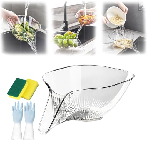 Multi-Functional Drain Basket, Drainage Basket Funnel, Multifunctional Fruit Vegetables Draining Bowl, Kitchen Sink Drain Basket, Strainer Basket With Funnel For Vegetables, Pasta, Fruit (white) von HOPASRISEE