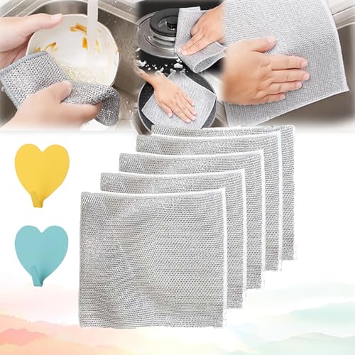 Zyluxa Power Scrub Cloth, Poshzon Multipurpose Wire Miracle Cleaning Cloths, Stellaya Wire Dishwashing Rags, Multipurpose Wire Dishwashing Rags For Wet And Dry, Non-Scratch Wire Dishcloth (10) von HOPASRISEE