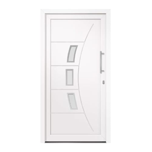 HORI® Haustür Eingangstür Kunststoff Komplettset Hauseingangstür I Farbe: Weiß I DIN rechts I Modell: Wing I 1980 x 980 cm von HORI
