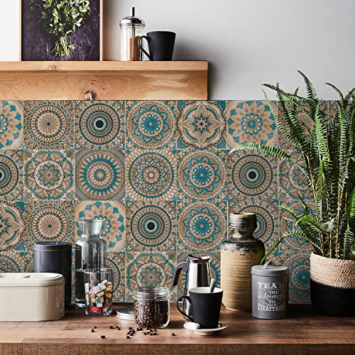 HORIWE Fliesenaufkleber Mosaik Wandfliese Aufkleber 24 Stück PVC Fliesensticker Fliesen Marokko Selbstklebende Tapete Wasserdicht Wandaufkleber für Küche,Schrank,Möbel,Tisch von HORIWE