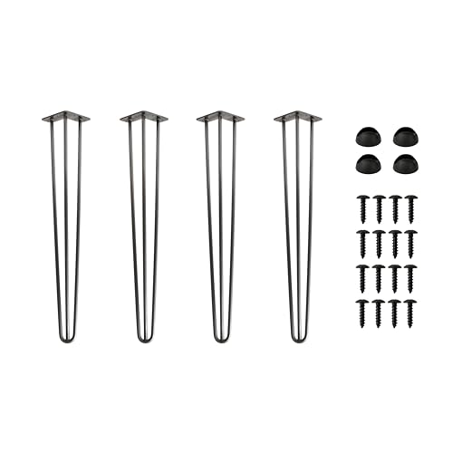 HORST Hairpin Tischbein Set (Länge 71 cm) – 4 Belastbare Hairpin Möbelbeine aus rostfreiem Rundstahl (12 mm), inklusive Schrauben & Bodenschutzfüße von HORST