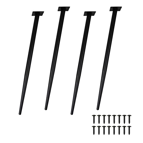 HORST Möbelbeine rund (Länge 71 cm) – 4 Belastbare Tischbeine aus rostfreiem Stahl (Durchmesser 19 – 32 mm), Schwarze angeschrägte Stuhlbeine, hohe Tragfähigkeit von HORST