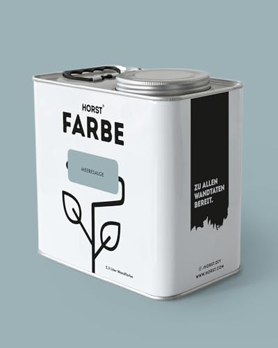 HORST Wandfarbe Meeresalge blau 2,5 L – ökologische Premium Innenfarbe mit hoher Deckkraft – spritzfrei tropffrei vegan nachhaltig geruchsneutral von HORST