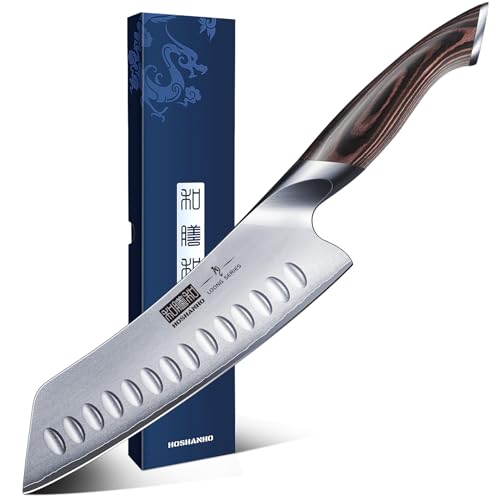 HOSHANHO Santoku Messer, Japanische Küchenmesser Kochmesser Profi Messer, AUS-10 Scharfe Messerklinge mit Ergonomischer Griff, Geschenkbox von HOSHANHO