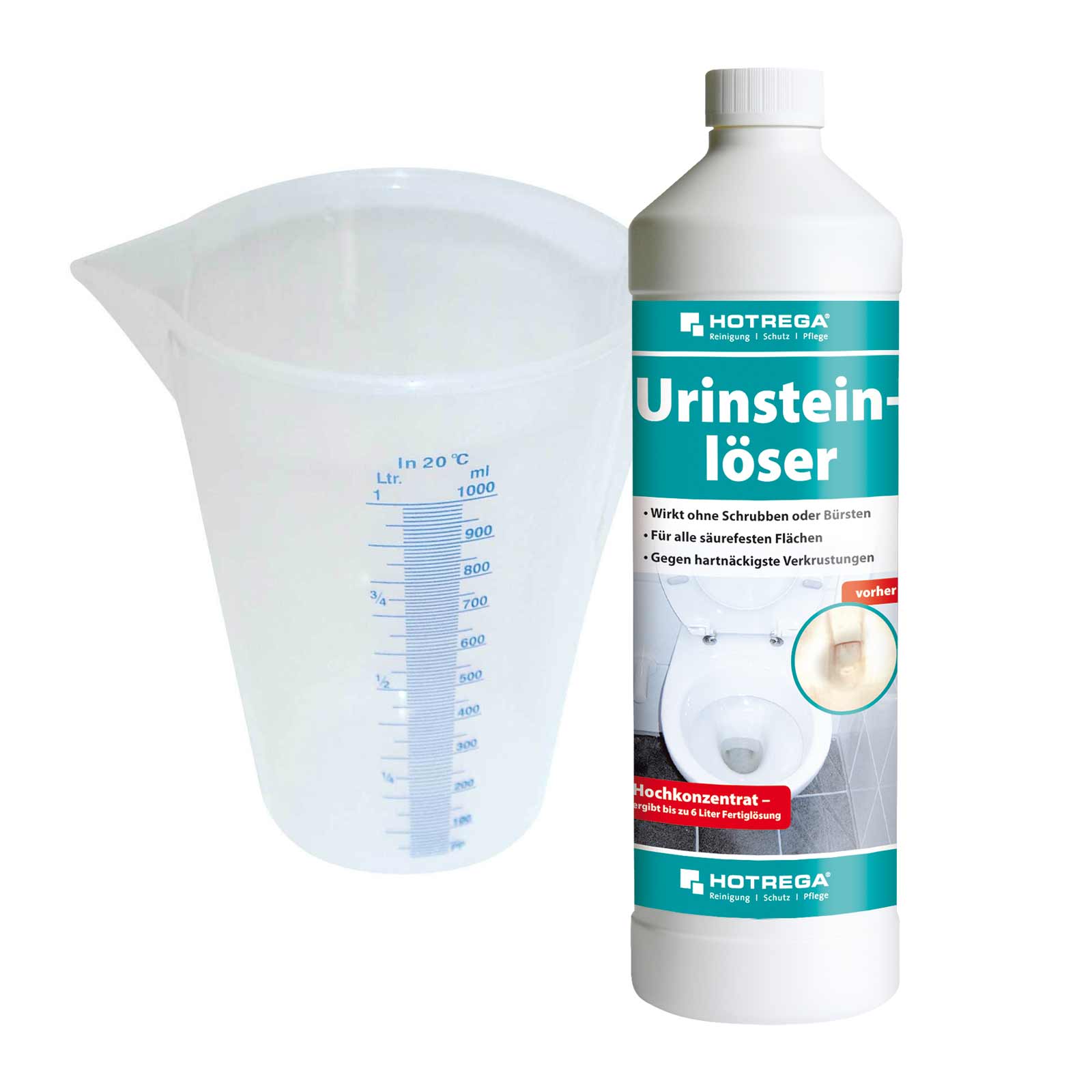 HOTREGA Urinsteinlöser Urinsteinentferner Urinlöser 1L Konzentrat mit Messbecher von HOTREGA