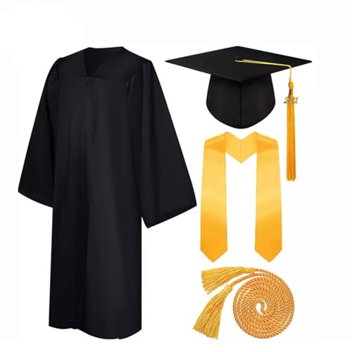 HOUSN Bachelor Kleidung - 2023 Abschluss Talar Mit Abschluss Hut, 4pcs Graduation Robe Set Abschluss Talar 2023 Mit Doktorhut Und QuasteAbschluss Talar Doktorhut Und Quaste,Schwarz,S von HOUSN