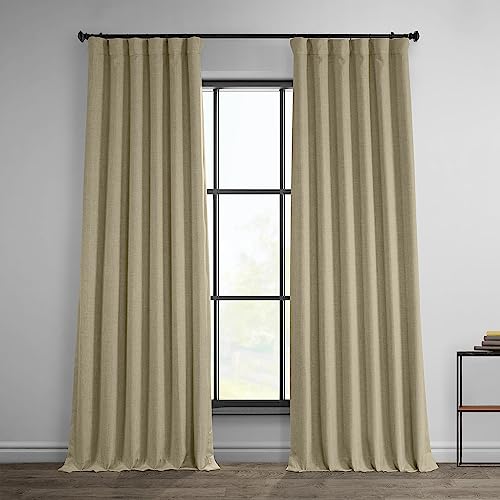 HPD Half Price Drapes Verdunkelungsvorhänge aus Leinenimitat, 244 cm lang, luxuriöse Leinenvorhänge für Schlafzimmer und Wohnzimmer (1 Paneel), 127 x 244 cm, Strohbraun von HPD Half Price Drapes