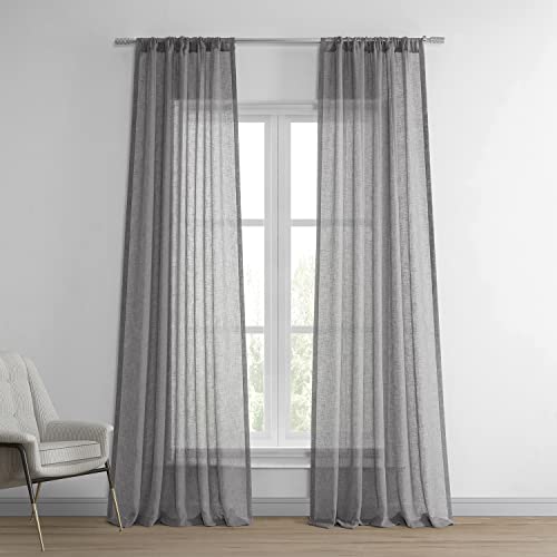 HPD Half Price Drapes SHCH-SS071617-108 Vorhang aus Kunstleinen, durchscheinend, 1 Panel, 50 x 108 cm, Kiesgrau von HPD Half Price Drapes