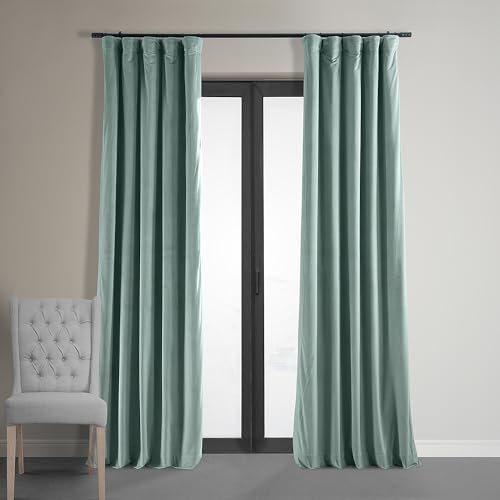 HPD Half Price Drapes Signature Verdunkelungsvorhänge aus Samt, 305 cm lang, wärme- und lichtblockierend, Verdunkelungsvorhang für Schlafzimmer und Wohnzimmer (1 Bahn), 120 B x 120 L, Skylark Blue von HPD Half Price Drapes