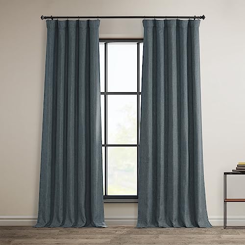 HPD Half Price Drapes Verdunkelungsvorhänge aus Leinenimitat, 244 cm lang, luxuriöse Leinenvorhänge für Schlafzimmer und Wohnzimmer (1 Paneel), 127 x 244 cm, Reverie Blue von HPD Half Price Drapes