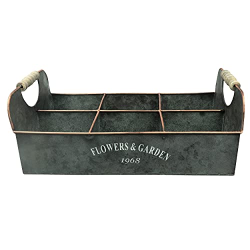 HRB 6-Fach Set Blumentopf Gross Vintage eckig, hochwertiger Metall Blumenständer für Innen und Außen, Topf für Kräutergarten, Flaschenbox von HRB