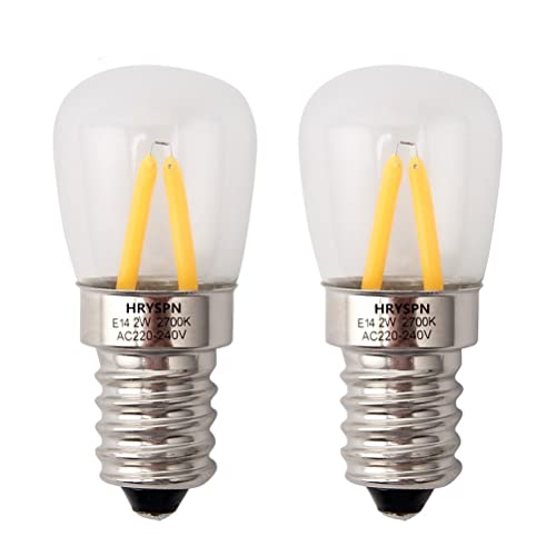 HRYSPN Kühlschranklampe E14 LED, AC 220-240V (2W Ersatz für 25W Halogenlampen), Warmweiß 2700K (2er Pack) von HRYSPN