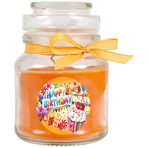 HS Candle Duftkerze im Glas - Happy Birthday Bonbon klein - Duft: Honigmelone - Design: Cupcake von HS Candle