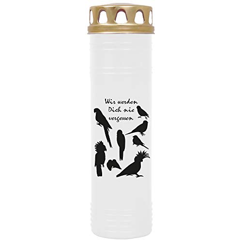 HS Candle Gedenkkerze für Haustiere mit Motiv, Tier - Grabkerze (Brenndauer ca. 170h), Motiv: Vögel, in vielen Varianten von HS Candle