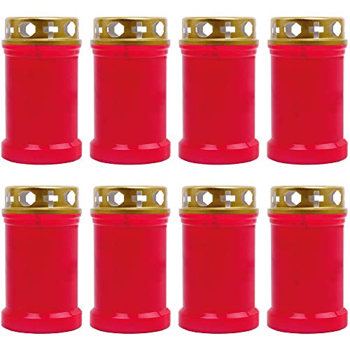 HS Candle Grabkerze 8er Pack in Rot mit ca. 40h Brenndauer von HS Candle