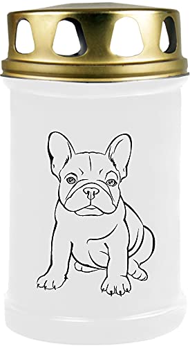 HS Candle Grabkerze Grablicht (Hund Bulldogge) - ca 48h / 2 Tage Brenndauer je Kerze (14,5cm, Ø 7cm) - viele versch. Designs von HS Candle