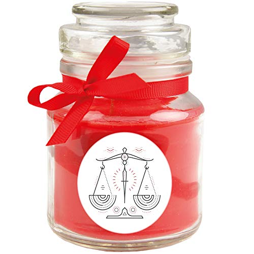 HS Candle "Sternzeichen" Duftkerze Rose im Bonbonglas (Waage) - viele Motive zur Auswahl, 120g - Brenndauer bis zu 30 Std - Libra von HS Candle