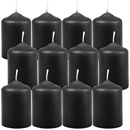 HS Candle Wachskerzen Stumpenkerzen Schwarz Ø4cm x 6cm (12 Stück) Teelicht Durchmesser, in vielen Farben - Hergestellt in EU - Kerzen Blockkerzen - Wachs von HS Candle
