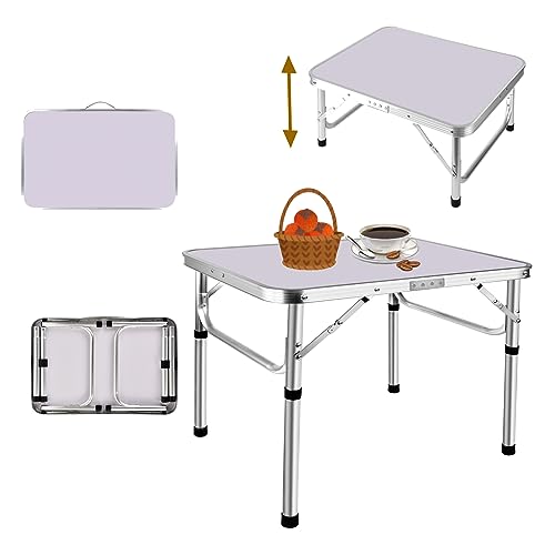 2FT/60CM Camping Tisch Falten Rechteckige Picknick Tisch Kunststoff Einstellbare Höhe Tisch Trestle Set für Innen Outdoor Tragfähigkeit 50KG von HSHa