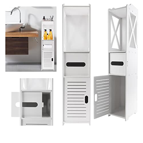HSHa Badezimmer Boden Schrank Schrank mit 4 Schichten.1 Tür frei stehende PVC Schrank Ecke Aufbewahrungseinheit für Badezimmer Schlafzimmer Küche Flur, 80x18x20 cm von HSHa