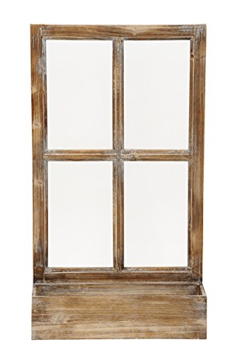 Deko-Fenster Fensterrahmen mit Pflanzkasten Holz Natur Shabby von HSM