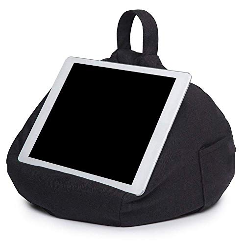 Multi-Angle Soft Pillow Lap Stand Mobile Halterung-Sitzsack Kissen Halter für Alle Geräte - Tragbare Bean Tasche Nachahmung Hanf Auto Home Tablet Kissen (Schwarz) von HTYG