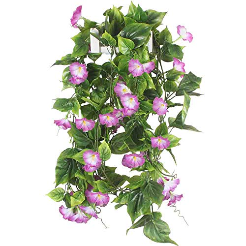 HUAESIN 2pcs Kunstblumen Girlande Künstliche Blumen Trichterwinde Ranken Hängend Girlande Seidenblumen für Balkon Draußen Fahrrad Hochzeit Garten Dekoration Treppen Dekoration Lila 210cm von HUAESIN